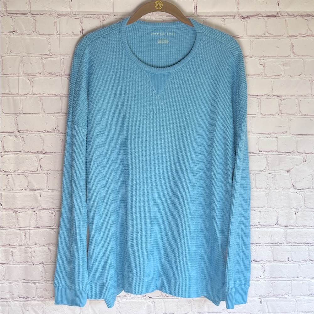American Eagle Outfitters Blue Textured Lightweight Sweater Woman’s Size‎ Large